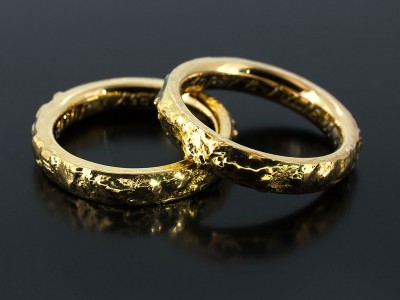 18kt Yellow Gold Reticulated Wedding Rings