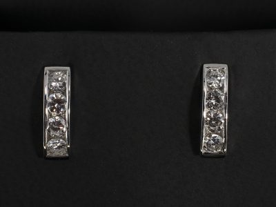 18kt White Gold Channel Set Diamond 1/2 Huggy Design Earrings, Round Brilliant Cut Diamonds 0.63ct (8)