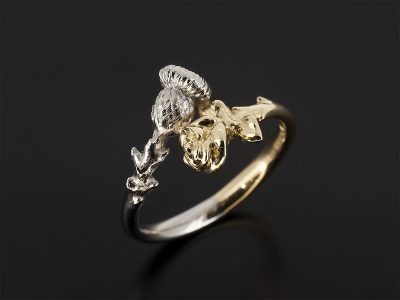 Ladies Thistle and Rose Design Dress Ring, 18kt Yellow Gold and Platinum Design