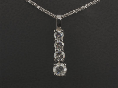 9kt White Gold Claw Set Graduated Diamond Drop Pendant, Round Brilliant Cut Diamonds 0.66ct Total H Colour VS Clarity Minimum Graduated Drop Design on Spiga Chain