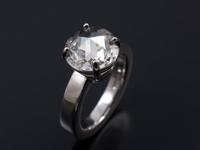 Adapted Rose Cut Round Diamond 1.86ct H Colour SI1 Clarity in Hand Made 4 Claw Palladium Setting.