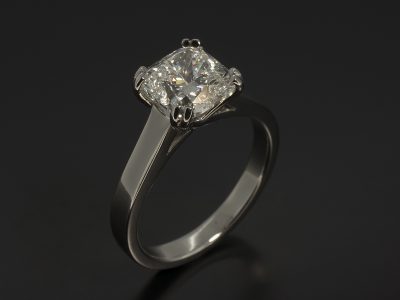 Ladies Solitaire Diamond Engagement Ring, Double Claw Crossover Set Platinum Design, Cushion Cut Diamond 2.01ct, E Colour, VS2 Clarity
