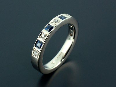 eternity and dress rings - Diamond and Sapphire 18kt White Gold Eternity Ring