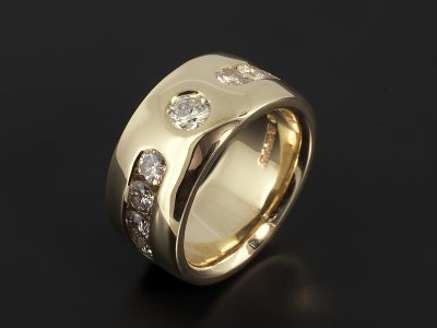 15kt Yellow Gold Channel Set Dress Ring 1.14ct Total F Colour VS Clarity Min.