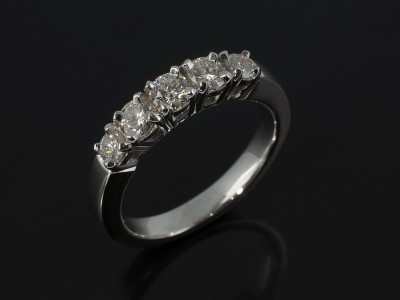 Eternity Ring in 14kt White Gold with 5 claw Set Diamonds 1.10ct Total F Colour VS Clarity Min.