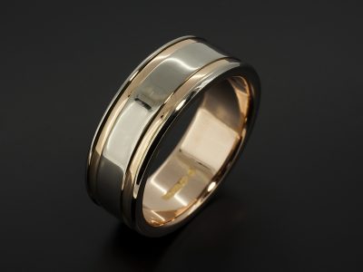 Gents 18kt White and Rose Gold 8mm Wedding Ring