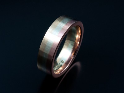 Gents 3 Tone 9kt Yellow, White and Red Gold Wedding Ring