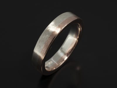 Gents 9kt White & Rose Gold Two Tone Wedding Ring in a Brushed Finish