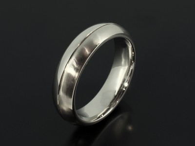 Gents Palladium Wedding Ring 6mm Heavy Weight with Brushed and Polished Finish.