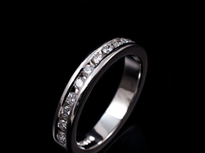 Ladies Platinum Channel Set Diamond Wedding Eternity Ring. 11 x 0.03ct F VS Round Brilliant Diamonds