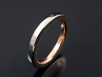 Ladies Platinum and 18kt Red Gold Two Tone Wedding Ring
