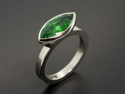 Marquise Cut Emerald 1.71ct Set In Platinum in a Rub Over Design