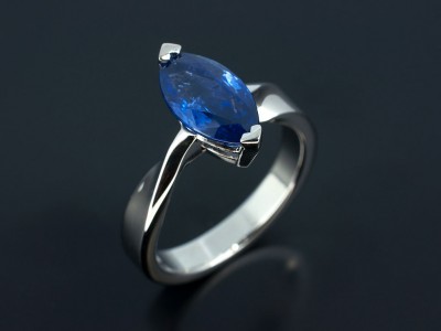 Marquise Sapphire 2.88ct in a Palladium Setting with Twist Shoulders