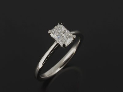 Ladies Solitaire Diamond Engagement Ring, Platinum 4 Claw Set Design, Radiant Cut Diamond 0.75ct, D Colour, SI1 Clarity