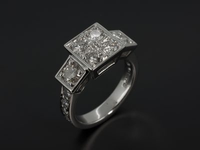 Palladium Dress Ring with Round Brilliant Cut Pavé Set Diamonds 2.18ct Total