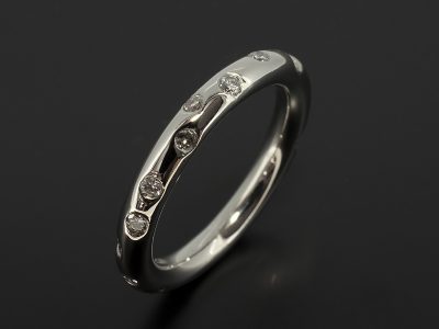 Palladium Diamond Secret Set Scatter Design Wedding / Eternity Ring.