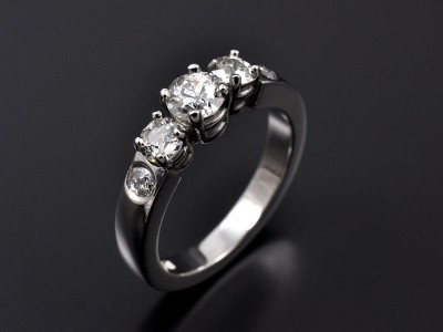 Palladium 5 Stone Ring Comprising 0.39ct, 0.34ct(2) and 0.12ct(2) Round Brilliant Diamonds.