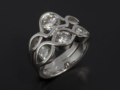 Palladium Swirl Tension Set Eternity Ring with Round Brilliant Cut Diamonds 0.74ct, 0.46ct, 0.36ct and 0.34ct
