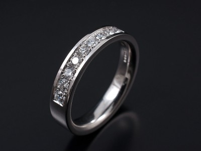 Pave Set 18kt White Gold Wedding Eternity Ring with 11 x 0.03ct F VS Round Brilliant Diamonds