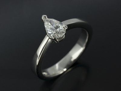 Ladies Solitaire Diamond Engagement Ring, 9kt White Gold Claw Set Design, Pear Cut Diamond 0.59ct, G Colour, SI2 Clarity