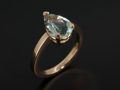 Pear Cut Aquamarine 1.64ct in an 18kt Rose Gold Claw Set Solitaire Design.