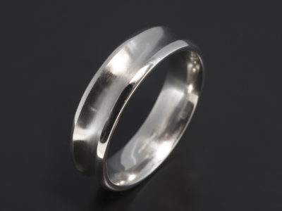 Platinum 6mm Concave Design Gents Wedding Ring with Brushed and Polished Finish.