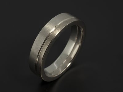 Gents Platinum and 18kt White Gold 5mm Brushed Finish Wedding Ring.