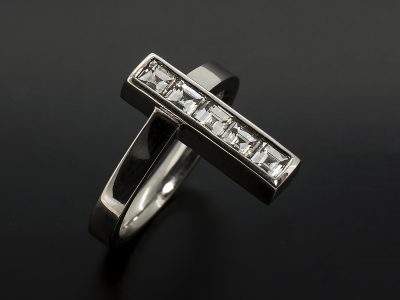 Ladies Contemporary Style Diamond Dress Ring, Platinum Channel Set Design, Carre Cut Diamonds 0.82ct (5)
