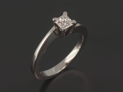 Ladies Solitaire Diamond Engagement Ring, Platinum 4 Claw Set Twist Design, Princess Cut Diamond 0.45ct, F Colour, VS1 Clarity