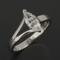 Marquise Cut 0.50ct D Colour VVS1 Clarity in a Platinum Split Shoulder Claw Set Solitaire Design.