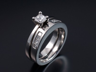 Princess Cut 0.50ct F VS1 Solitaire with a Hand Made Fitted Princess Cut Channel Set Wedding Ring.