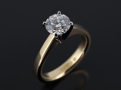 Round Brilliant 1.03ct D Colour SI1 Clarity EXEXEX 4 Claw Platinum and 18kt Yellow Gold Setting.