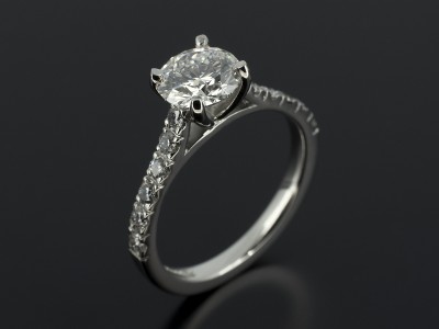 Round Brilliant 1.20ct E Colour SI1 Clarity Triple Excellent Grade with Claw Set Diamond Shoulders in Palladium