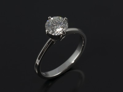 Round Brilliant Cut 1.23ct F Colour SI2 Clarity in a Platinum 4 Claw Compass Solitaire Setting.