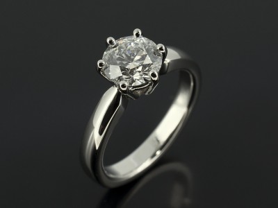 Round Brilliant 1.27ct D Colour SI1 Clarity EXEXEX in a 6 Claw Platinum Contemporary Solitaire Design.