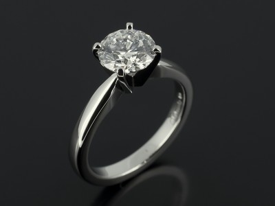 Round Brilliant 1.51ct E Colour SI2 Clarity EXEXEX in a Platinum 4 Claw Solitaire Design.