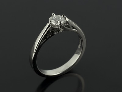 Round Brilliant 0.42ct G Colour SI1 Clarity in a Palladium 4 Claw Compass Scroll Detailed Design