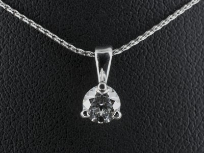 18kt White Gold 3 Claw Set Solitaire Diamond Pendant, Round Brilliant Cut Diamond 0.53ct D Colour VS2 Clarity EXEXEX