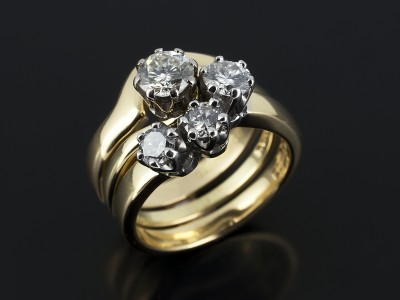 Round Brilliant 0.55ct F Colour VS2 Clarity in a Twist Design with fitted Diamond Set Eternity Ring and Wedding Ring.