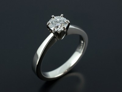 Round 0.70ct D Colur SI1 Clarity Triple Ex Grade 6 Claw Platinum Solitaire.