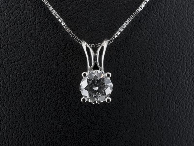 18kt White Gold 4 Claw Set Solitaire Diamond Pendant, Round Brilliant Cut Diamond 0.75ct F VS2