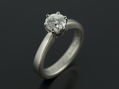 Round Brilliant 0.85ct G Colour VS2 Clarity in Brushed Palladium 6 Claw Setting.