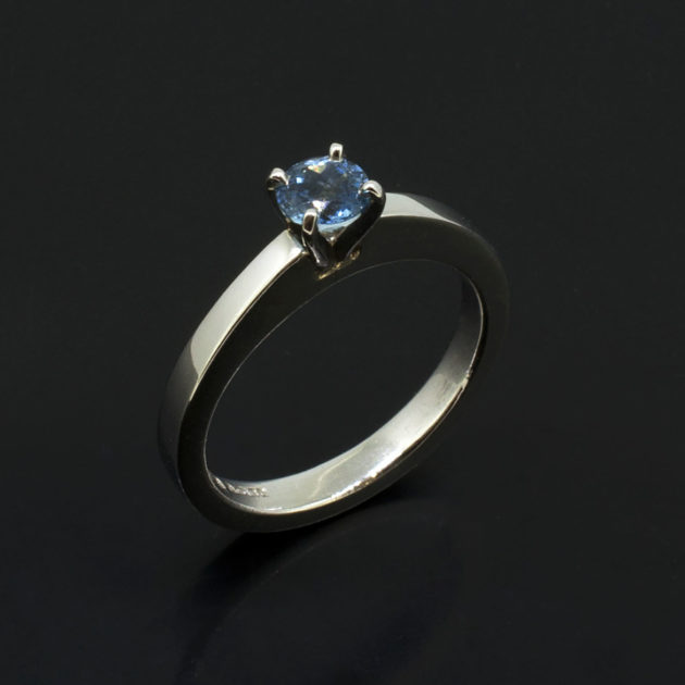 Round Brilliant Cut Aquamarine 0.36ct in a Platinum 4 Claw Solitaire Ladies Ring