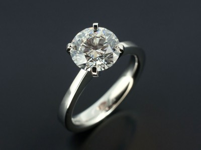 Round Brilliant 2.06ct E Colour VS2 Clarity EX Cut EX Polish EX Symmetry in a 4 Claw Hand Made Platinum Setting.