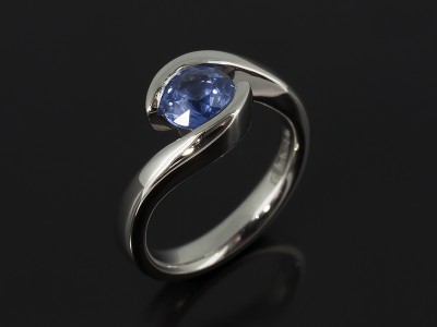 Round Sapphire 1.11ct in a Palladium Tension Set Twist Design.