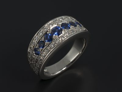 Eternity Ring with Round Brilliant Sapphires 0.71ct Total and Round Brilliant Diamonds 0.40ct Total in a Palladium Pavé Set Design.