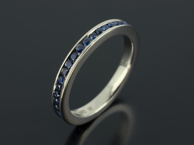 Palladium Full Channel Set Ring with Round Brilliant Cut Sapphires x 41, 0.68ct Total.