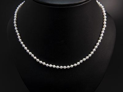 White Round Akoya Pearl Necklace 3-3.5mm With A Silver Round Magnetic Clasp