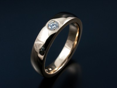 Gents Court Shaped Diamond Wedding Ring, 18kt Yellow Gold Design, Secret Set Round Brilliant Cut Diamond