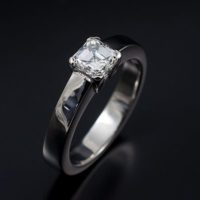 Asscher Cut 0.70ct E Colour VS1 Clarity in a 4 Claw Platinum Contemporary Setting